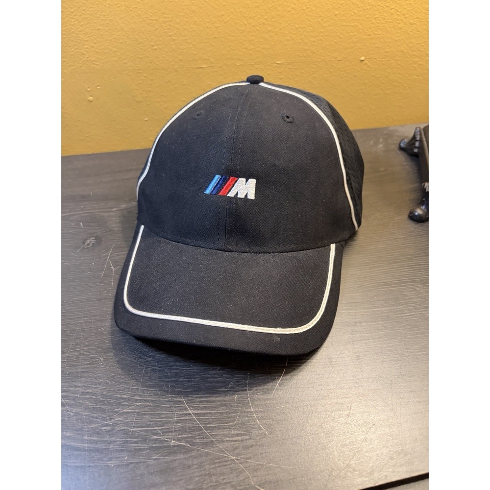 BMW M Motorsport Hat Cap Strap Back Lifestyle Official Center Logo Mesh Black